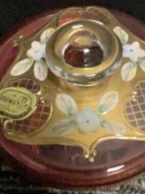 Vintage Bohemian Cranberry Glass Dish